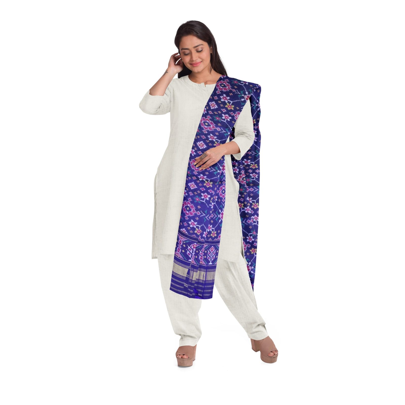 @Rajkotipatola #rajkotipatola Traditional Single ikkat PurpleBlue Navratan Patola Dupatta