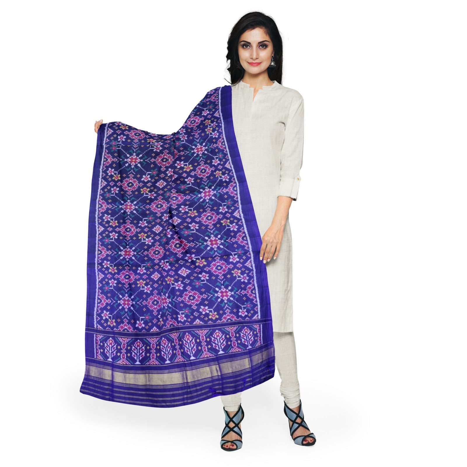 @Rajkotipatola #rajkotipatola Traditional Single ikkat PurpleBlue Navratan Patola Dupatta