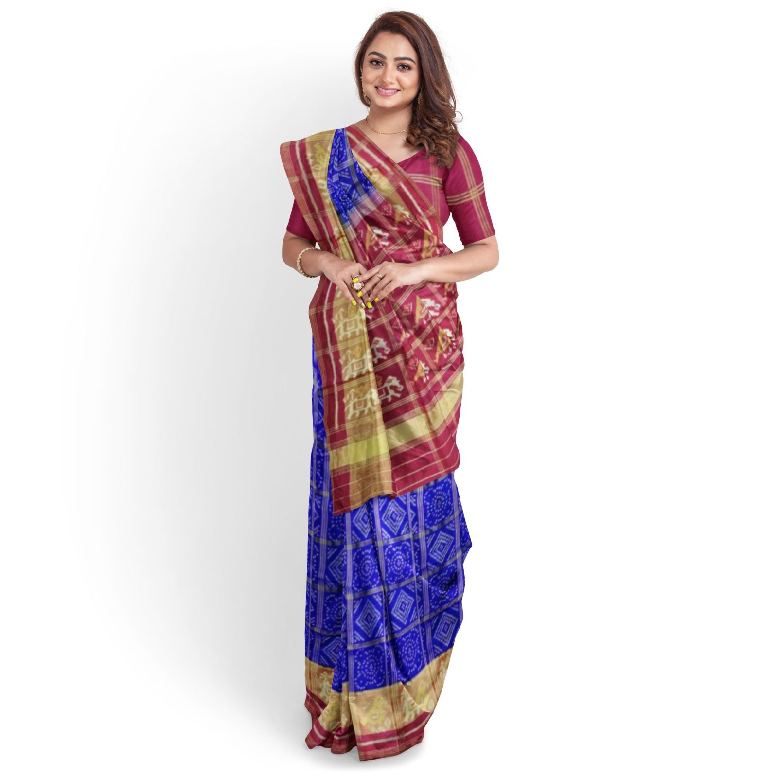 @Rajkotipatola #rajkotipatola Traditional Rajkot Tissue Border Red Blue Zari Chex Patola Saree