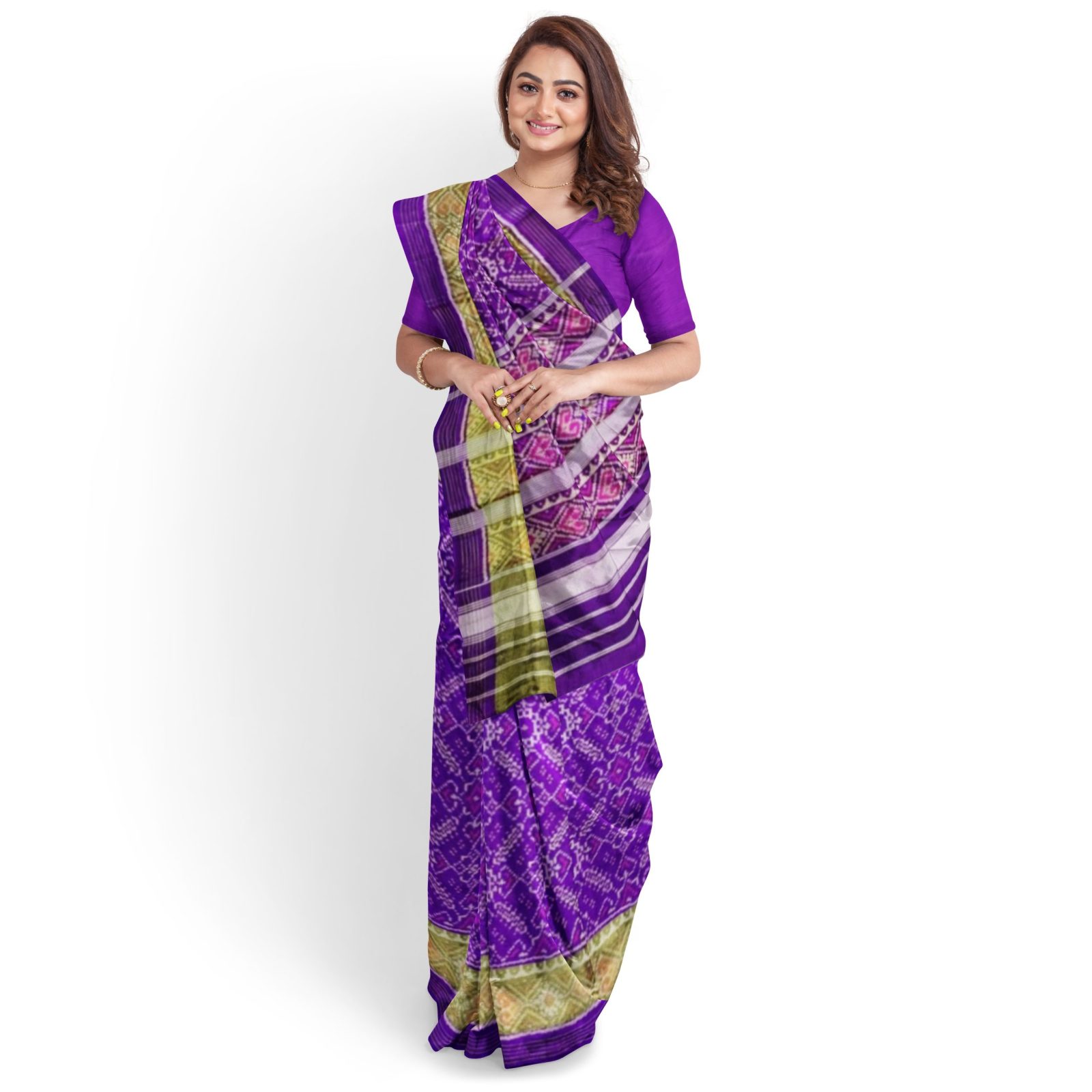 Traditional Rajkot Tissue Border Purple Manekchok Patola Saree