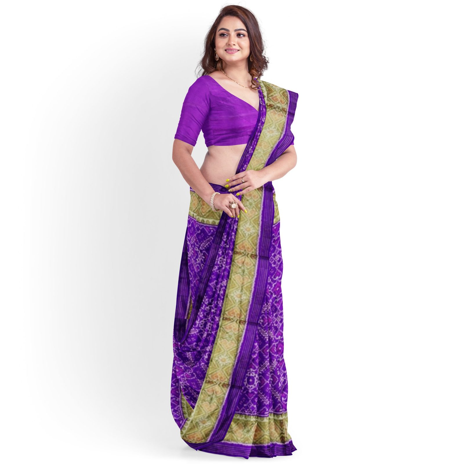 Traditional Rajkot Tissue Border Purple Manekchok Patola Saree