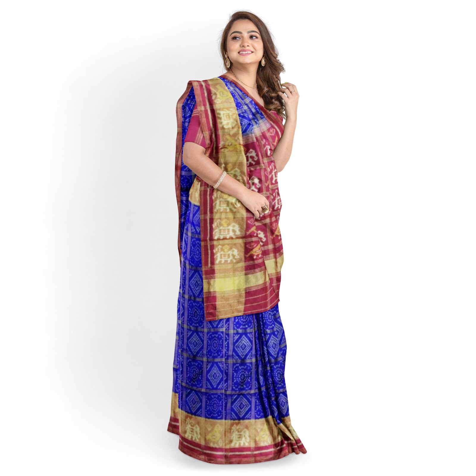 @Rajkotipatola #rajkotipatola Traditional Rajkot Tissue Border Red Blue Zari Chex Patola Saree