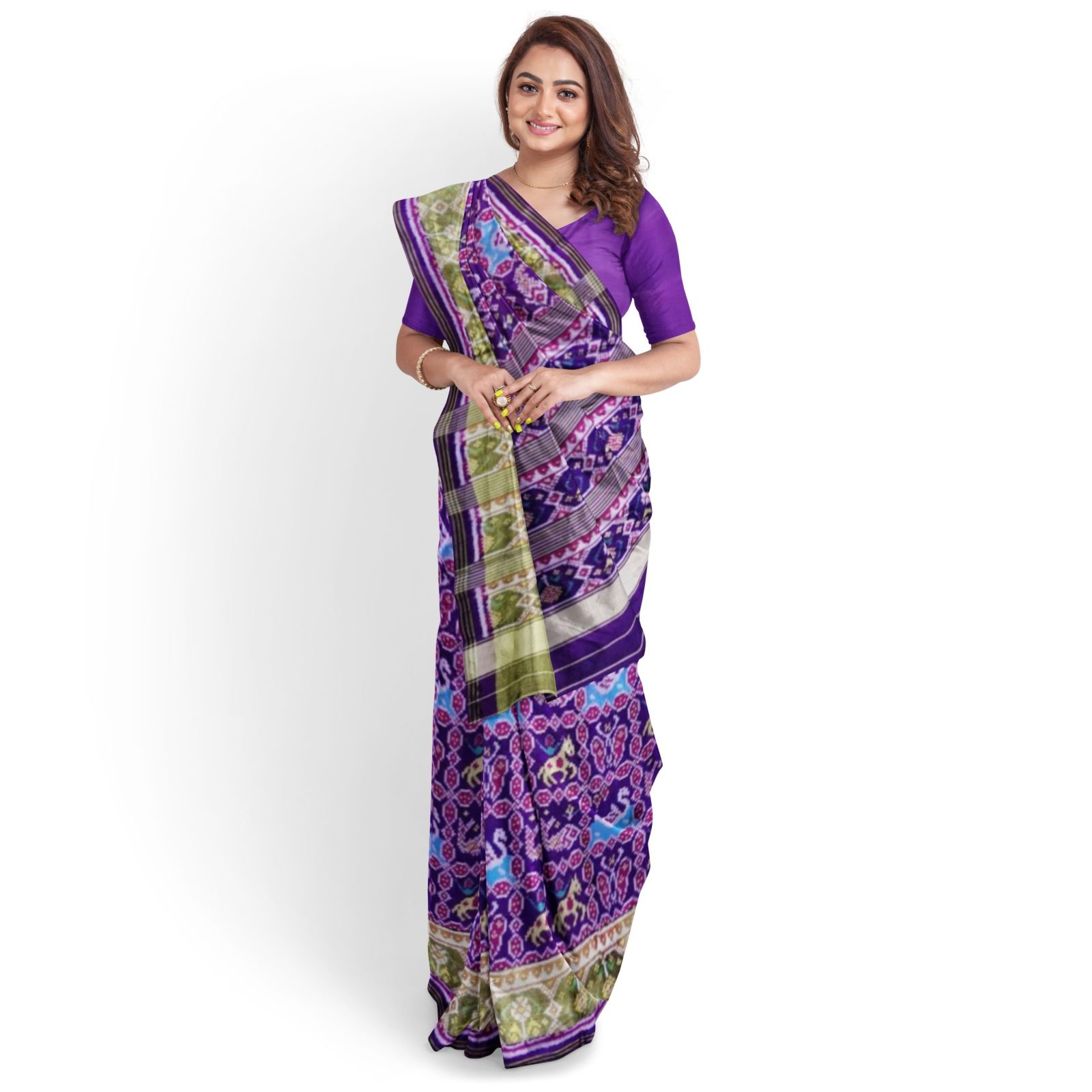 Traditional Rajkot Tissue Border Indigo four figure Patola Saree