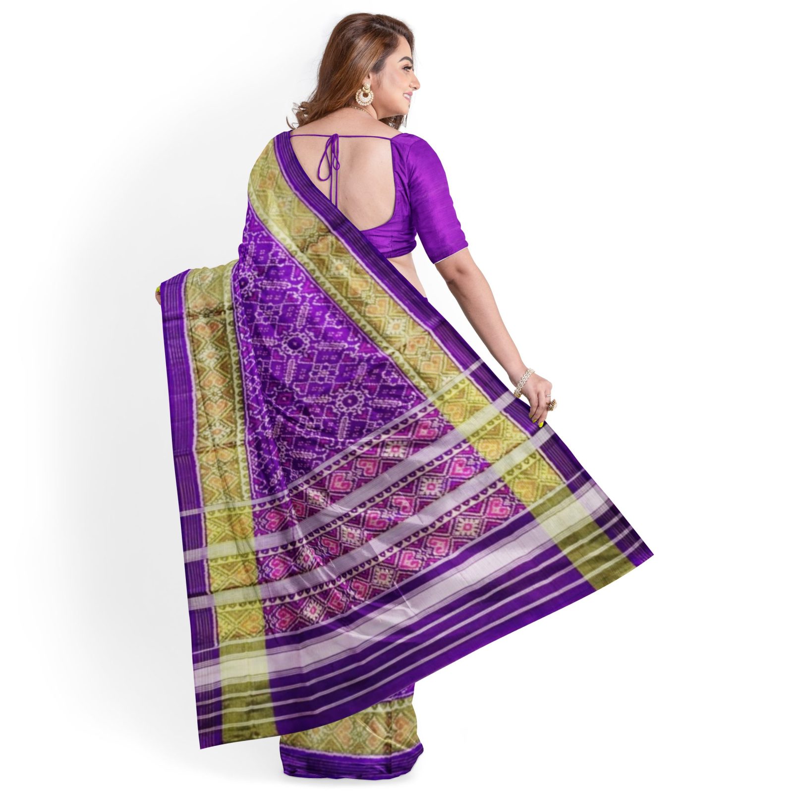 Traditional Rajkot Tissue Border Purple Manekchok Patola Saree