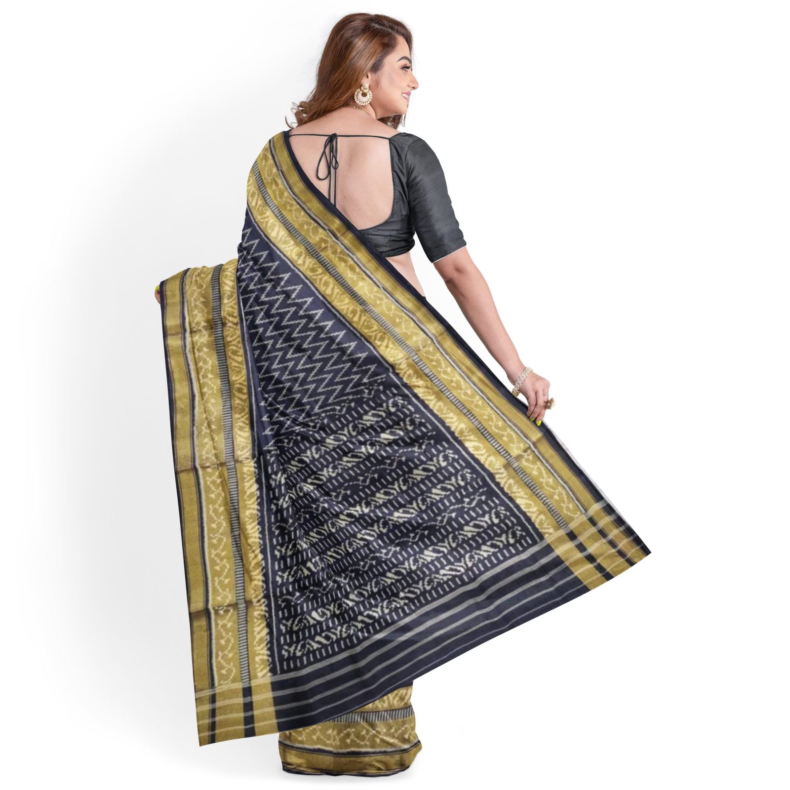 @Rajkotipatola #rajkotipatola Traditional Rajkot Tissue Border Black Lehariya Fancy Patola Saree