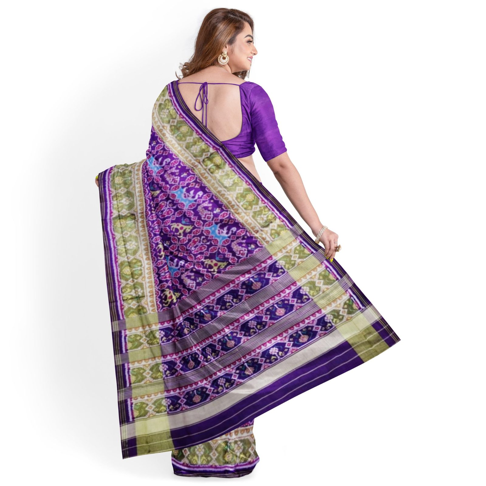 Traditional Rajkot Tissue Border Purple Manekchok Patola Saree