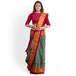 rajkotipatola Traditional Tissue Border Red Green Lehariya Patola Saree