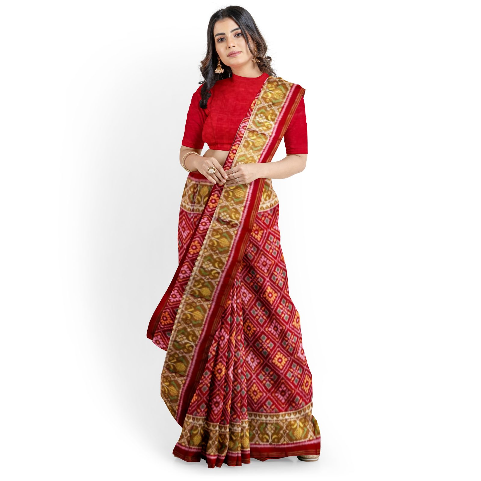 rajkotipatola Traditional Tissue Border Red Panchanda Patola Saree