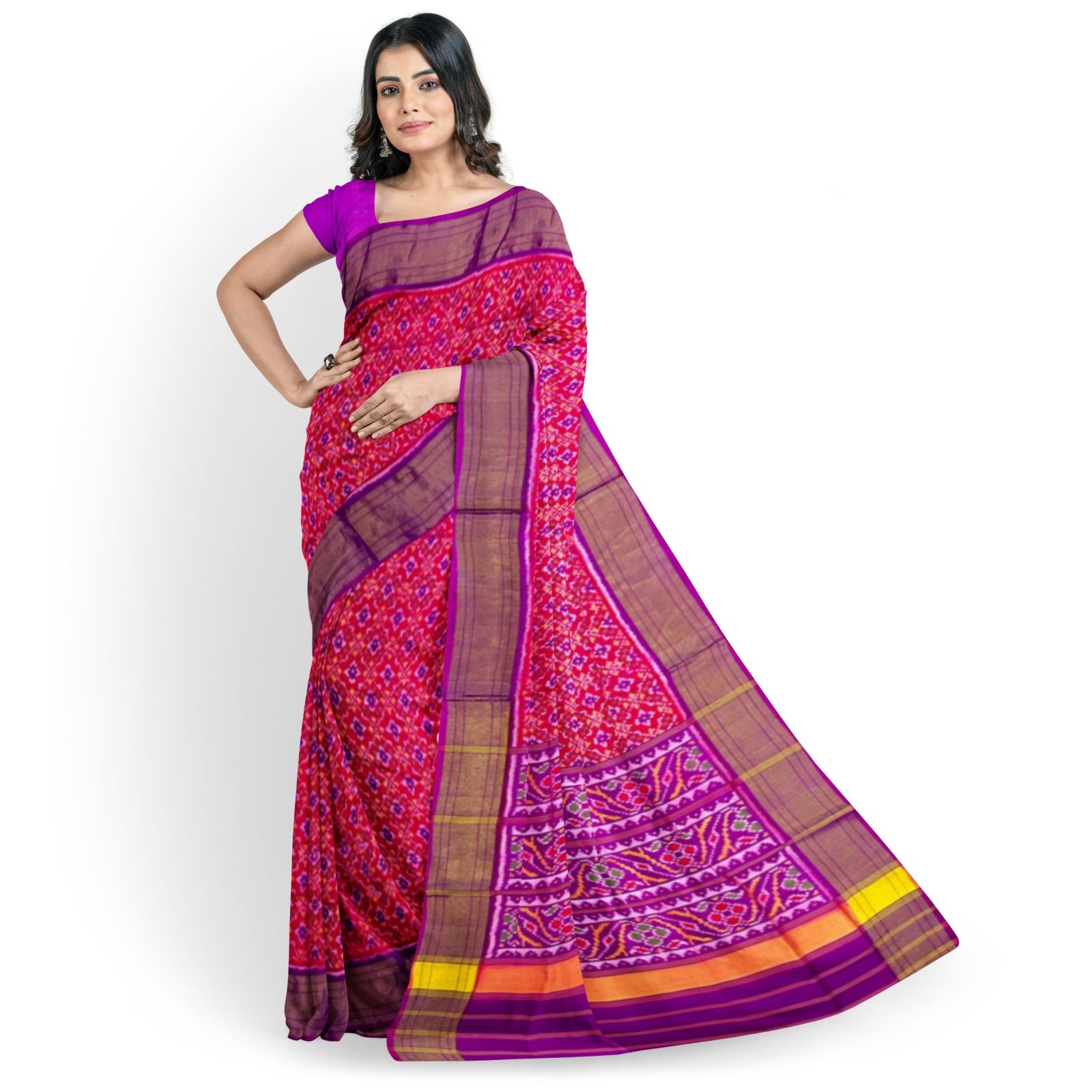 rajkotipatola Traditional Rajkot Tissue Border Purple Pink Butonfull Parrot patola saree