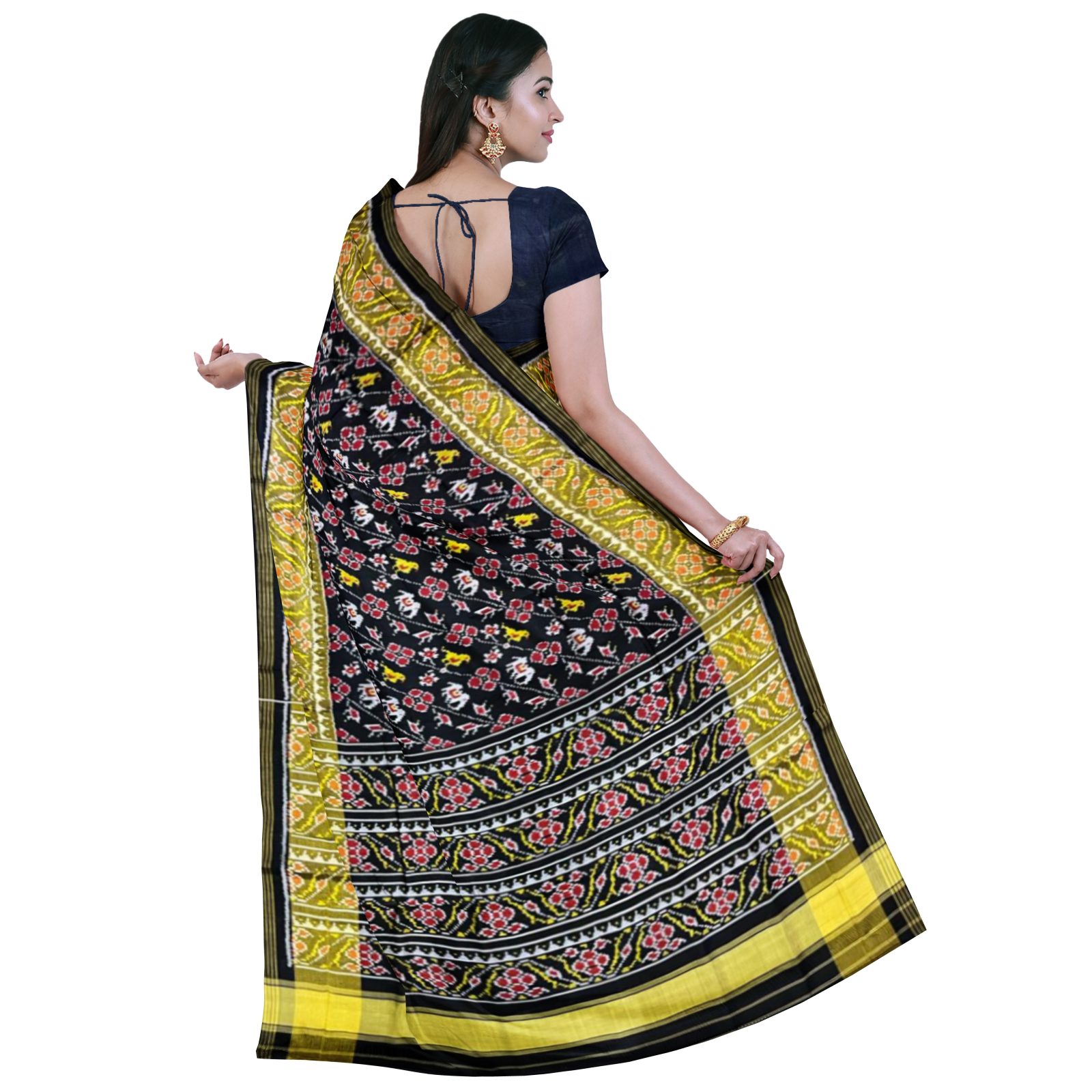 rajkotipatola Traditional Rajkot Tissue Border Black Narikunj Lehariya Patola Saree