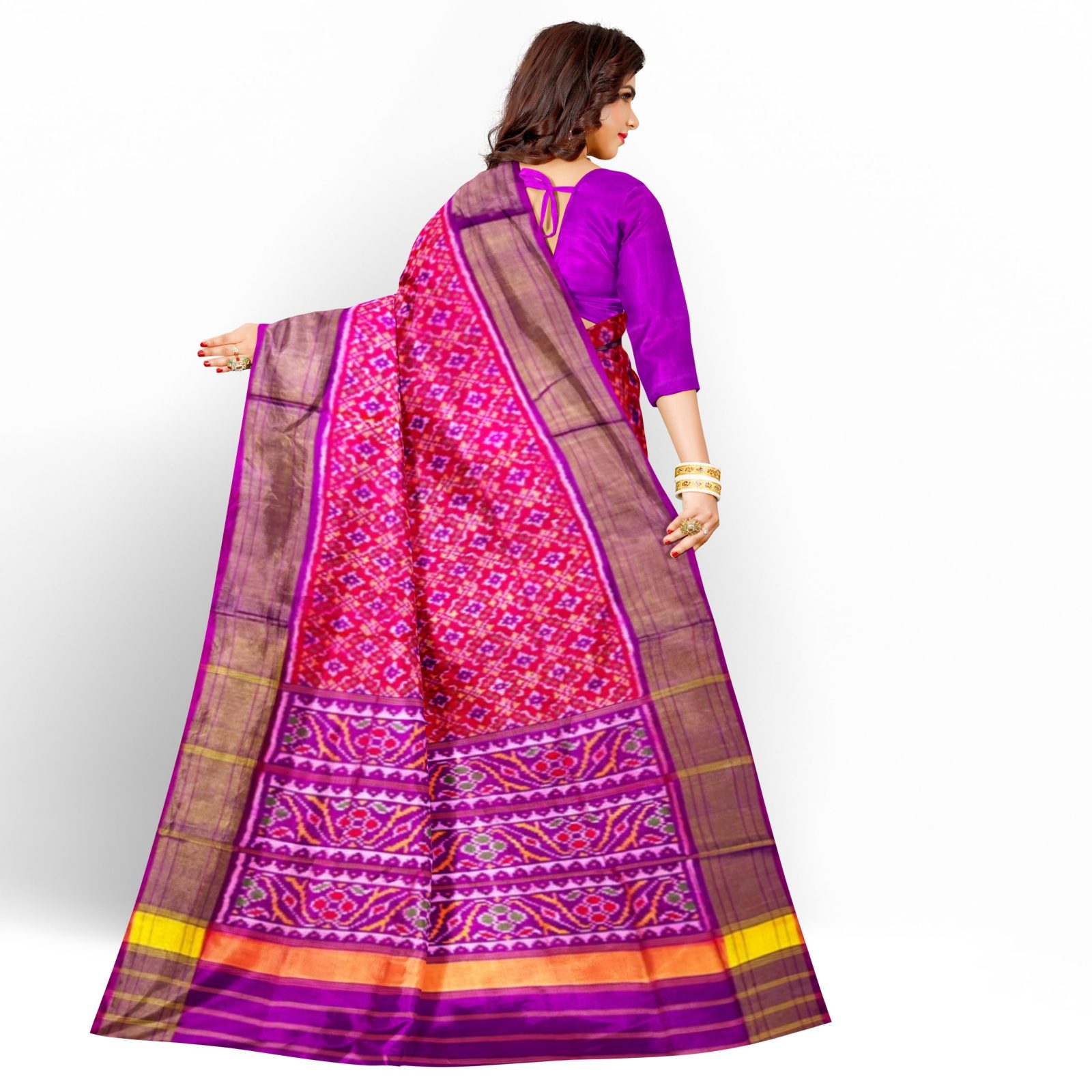 rajkotipatola Traditional Rajkot Tissue Border Purple Pink Butonfull Parrot patola saree
