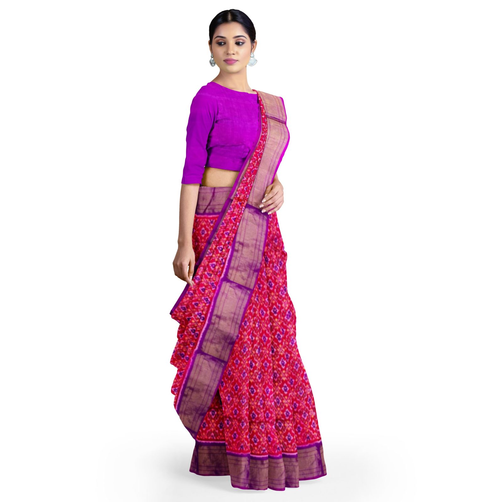 rajkotipatola Traditional Rajkot Tissue Border Purple Pink Butonfull Parrot patola saree