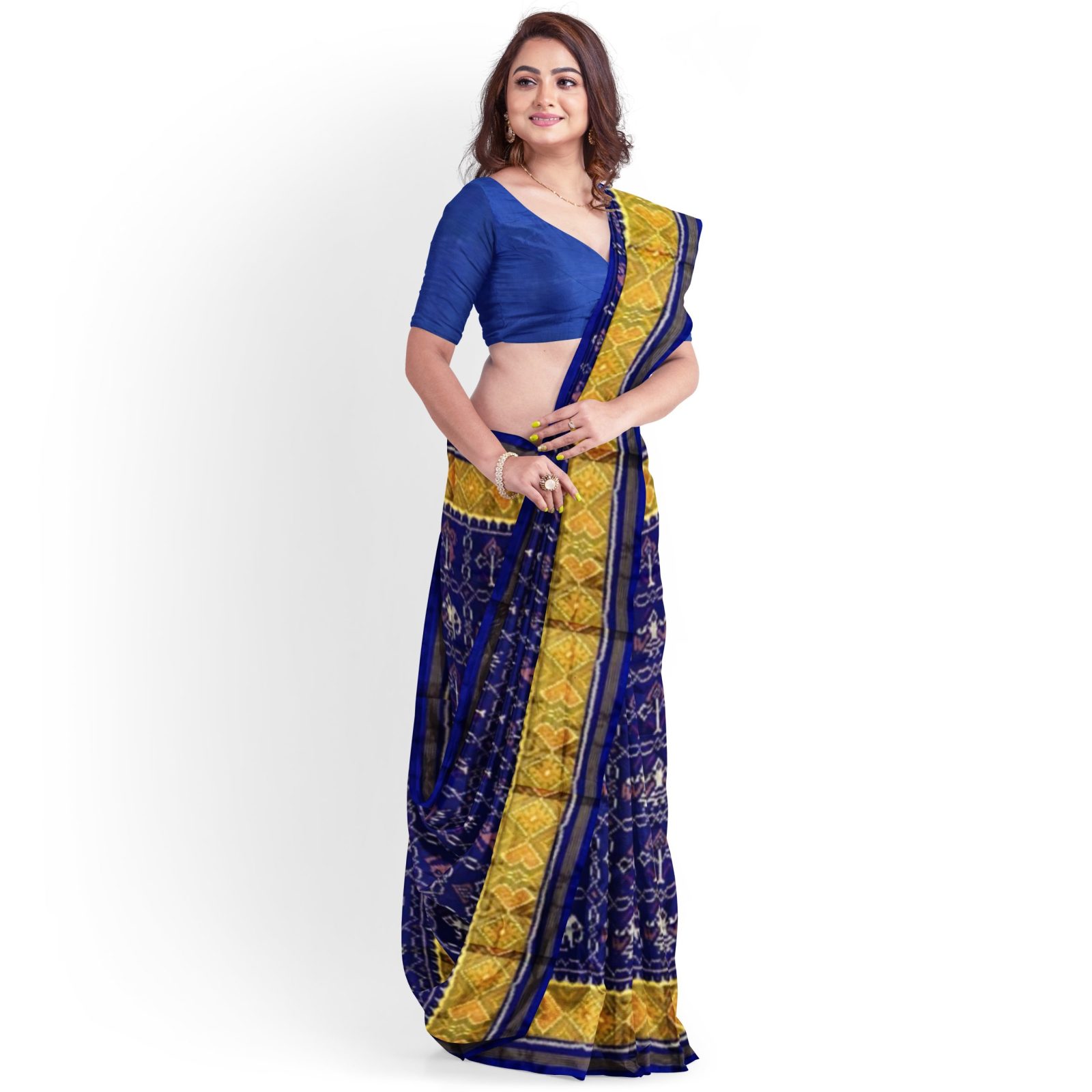 rajkotipatola Traditional Rajkot Tissue Border Blue Narikunj Patola saree