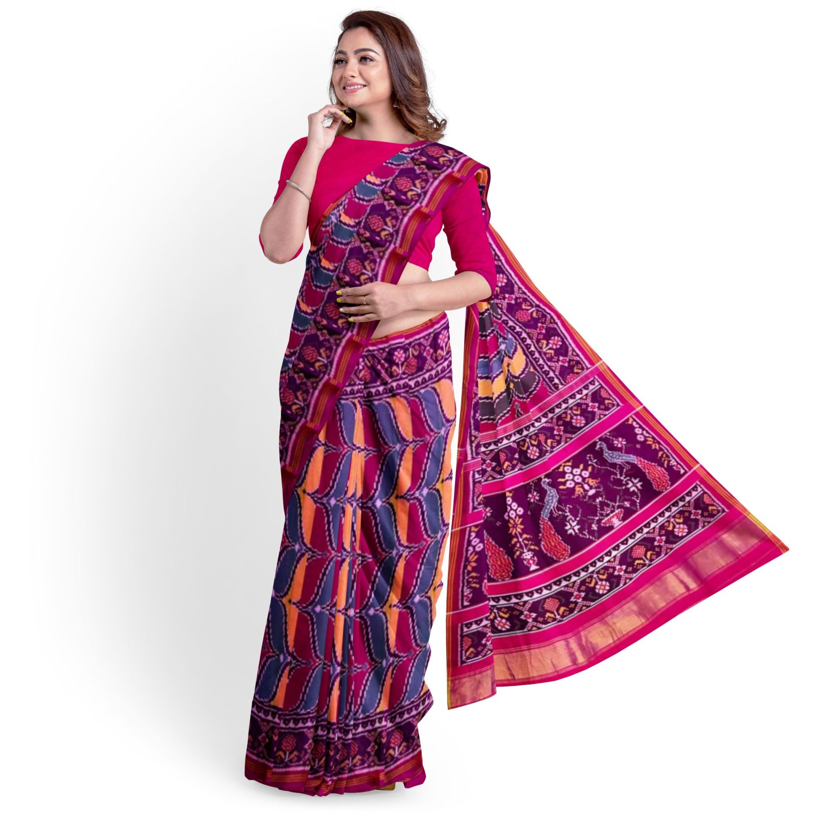 rajkotipatola Traditional Rajkot Single Ikkat Multicolour Lehariya Patola saree