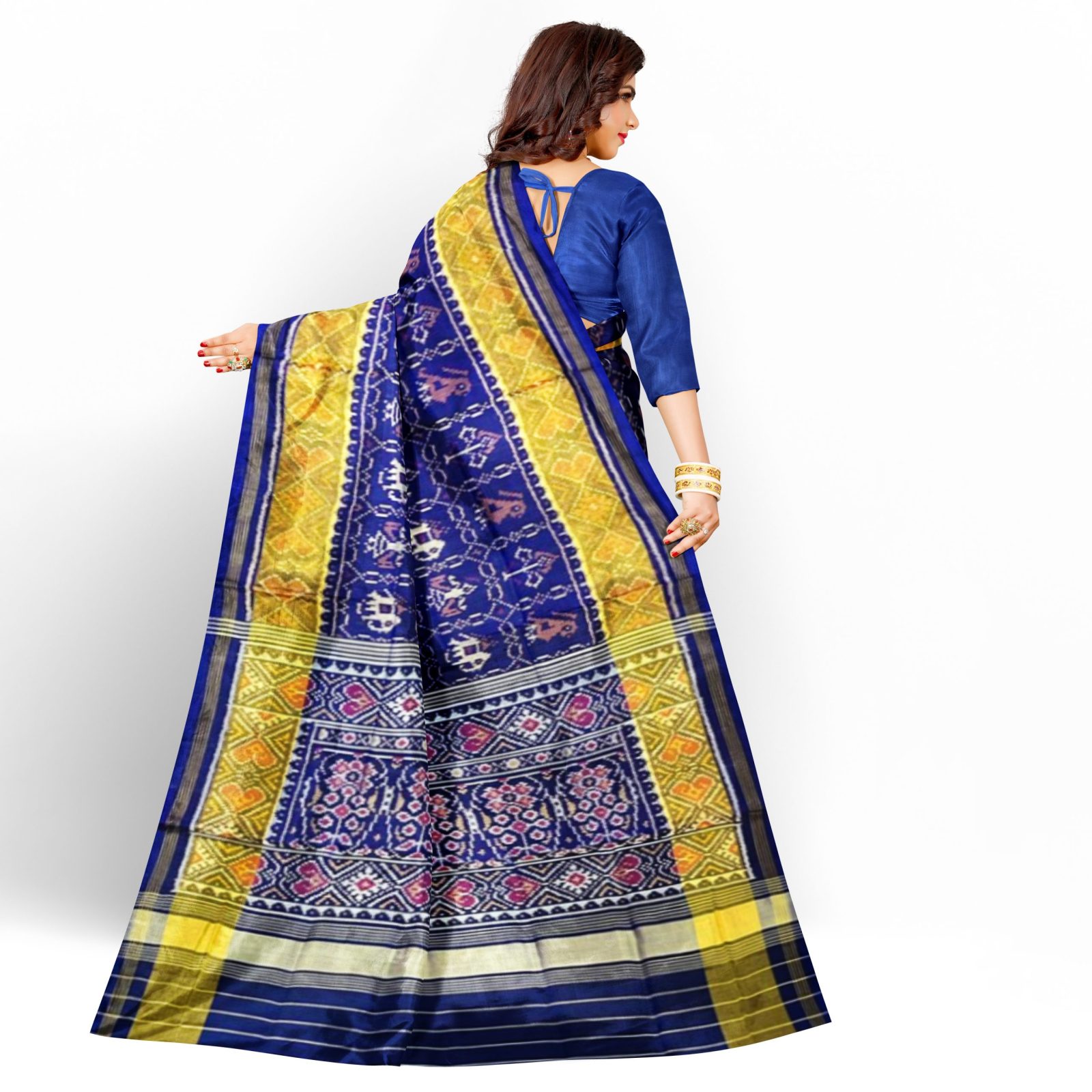 rajkotipatola Traditional Rajkot Tissue Border Blue Narikunj Patola saree