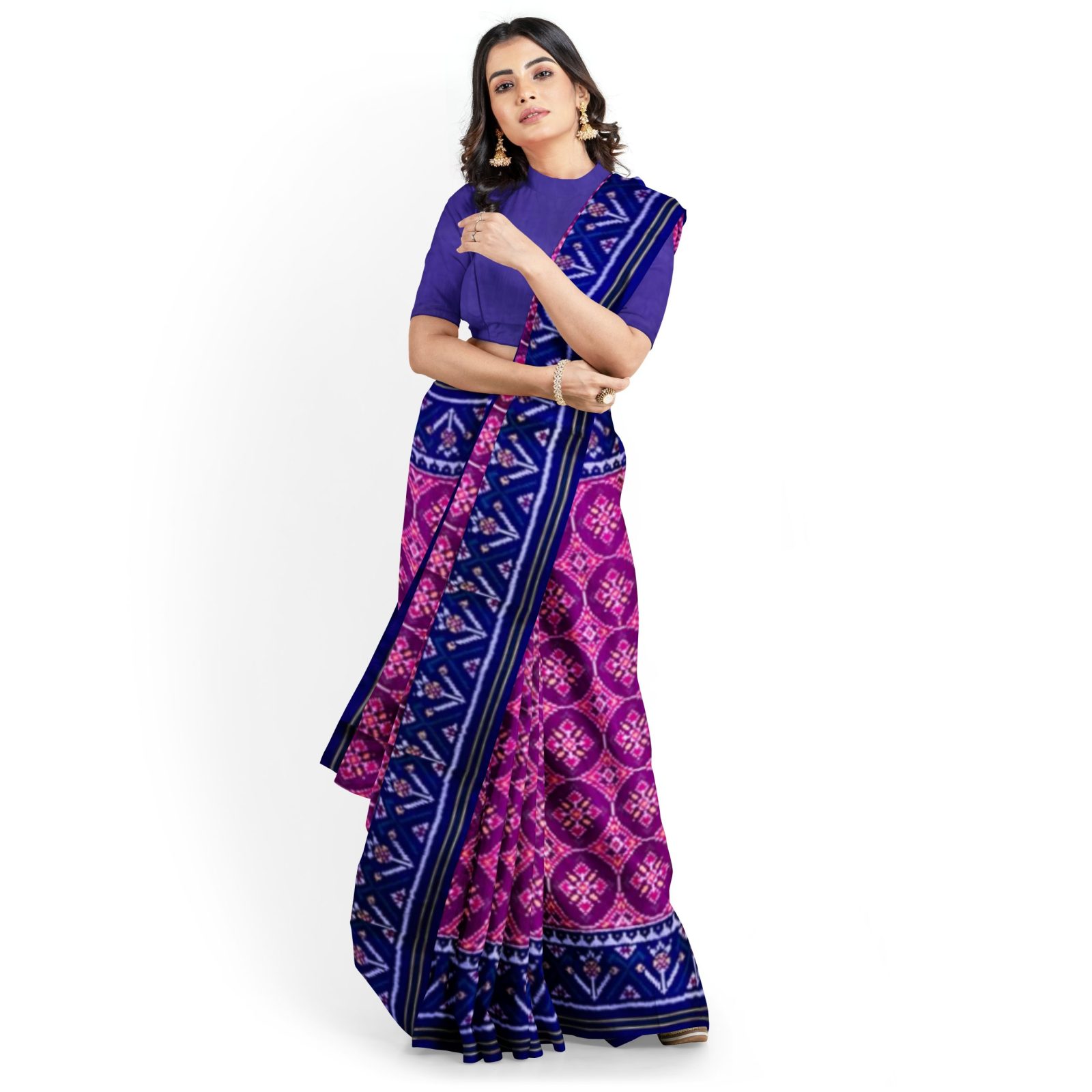 rajkotipatola Traditional Rajkot Single Ikkat Red Blue Pink Patola saree