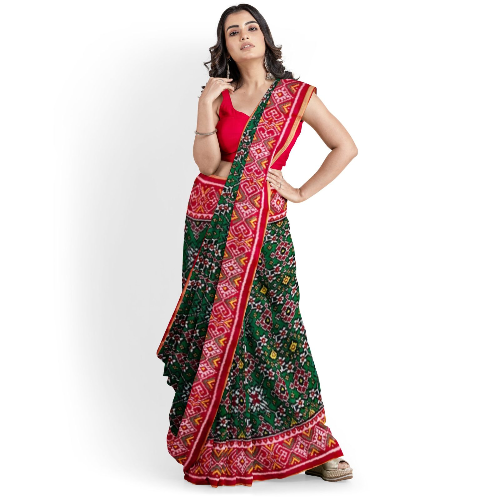 @Rajkotipatola #rajkotipatola Traditional Rajkot Single Ikkat Red Green Navaratan Patola Saree