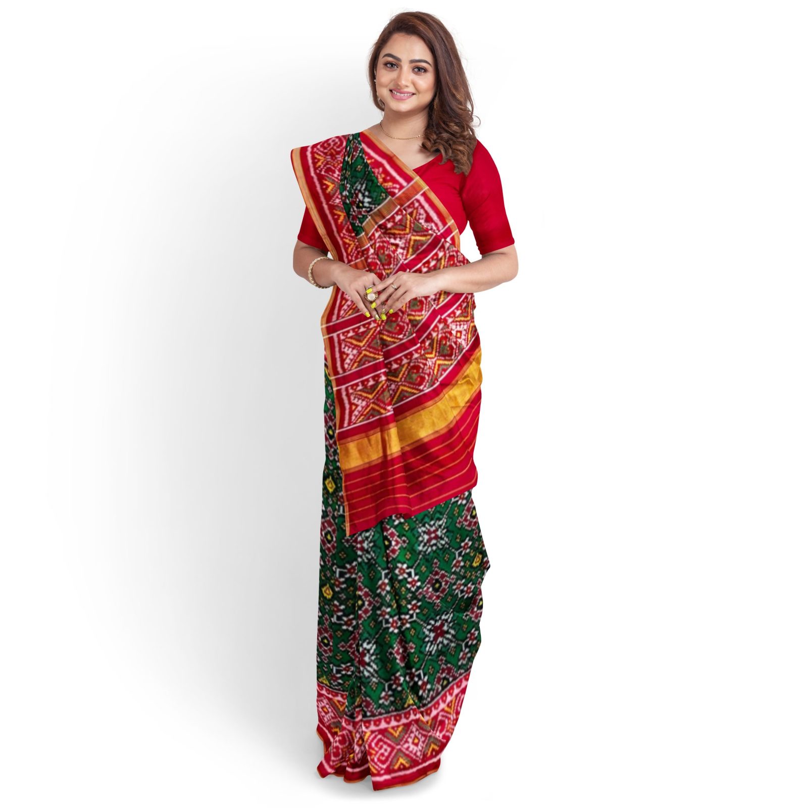 @Rajkotipatola #rajkotipatola Traditional Rajkot Single Ikkat Red Green Navaratan Patola Saree