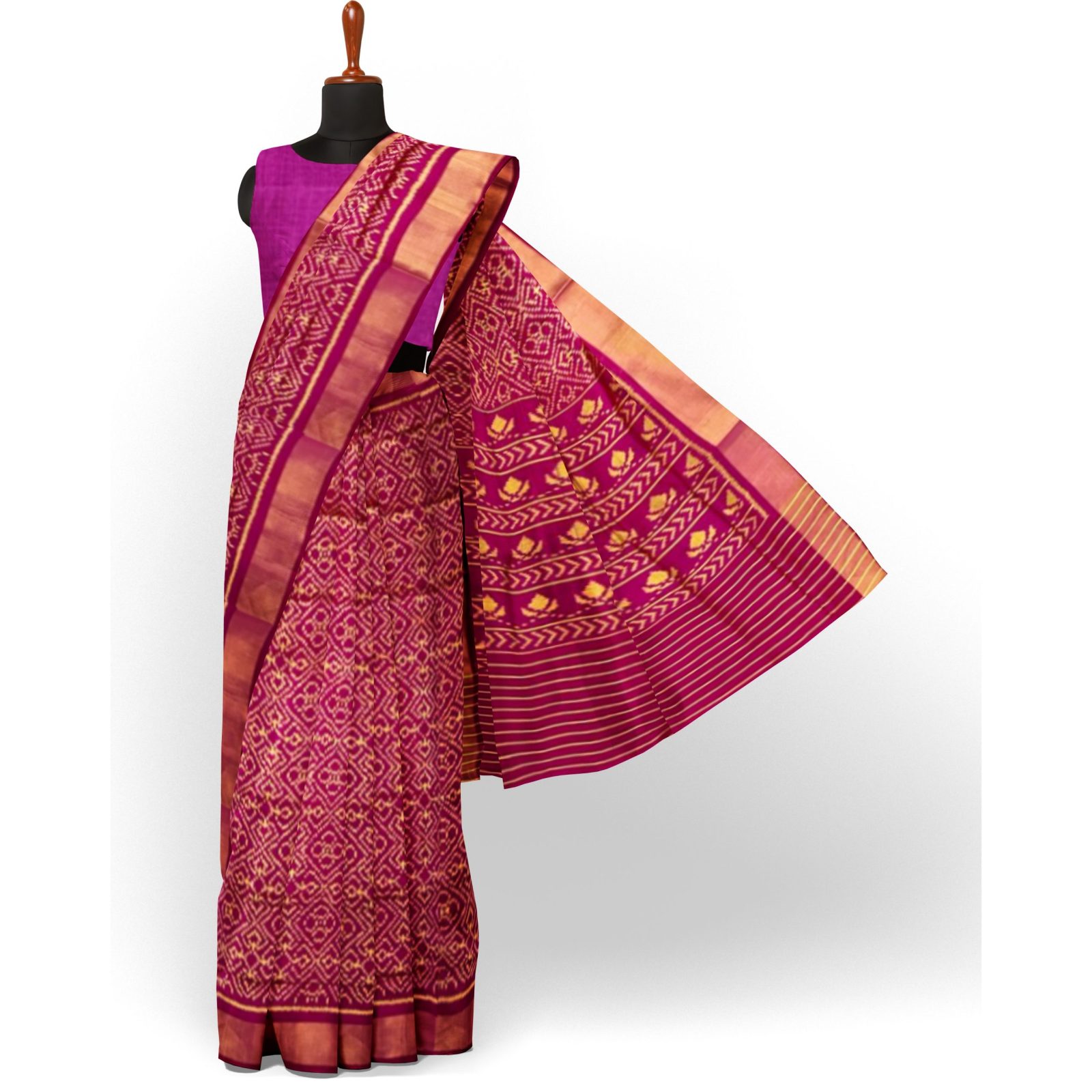 Traditional Rajkot MagentaPink Tissue Border Patola Saree