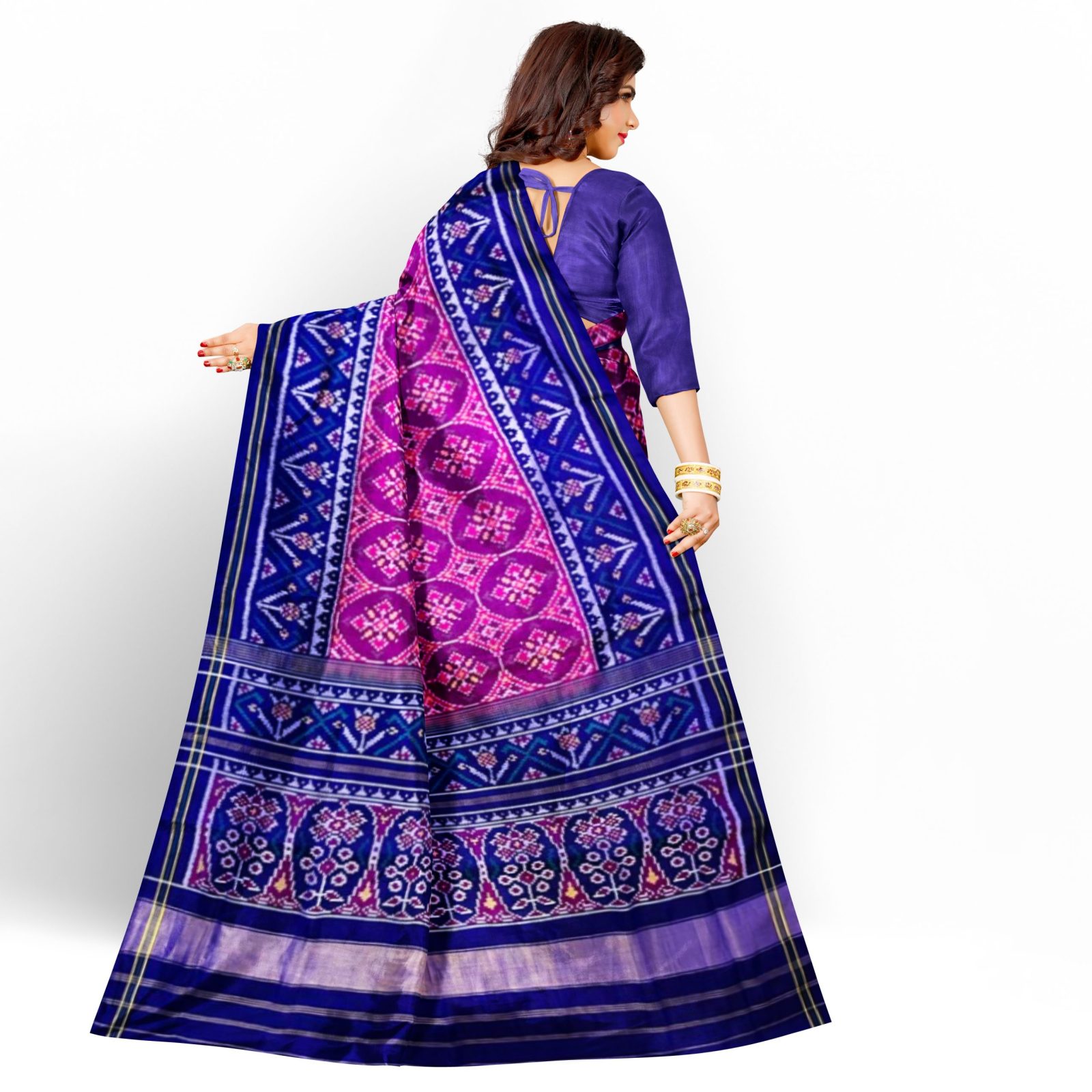 rajkotipatola Traditional Rajkot Single Ikkat Red Blue Pink Patola saree