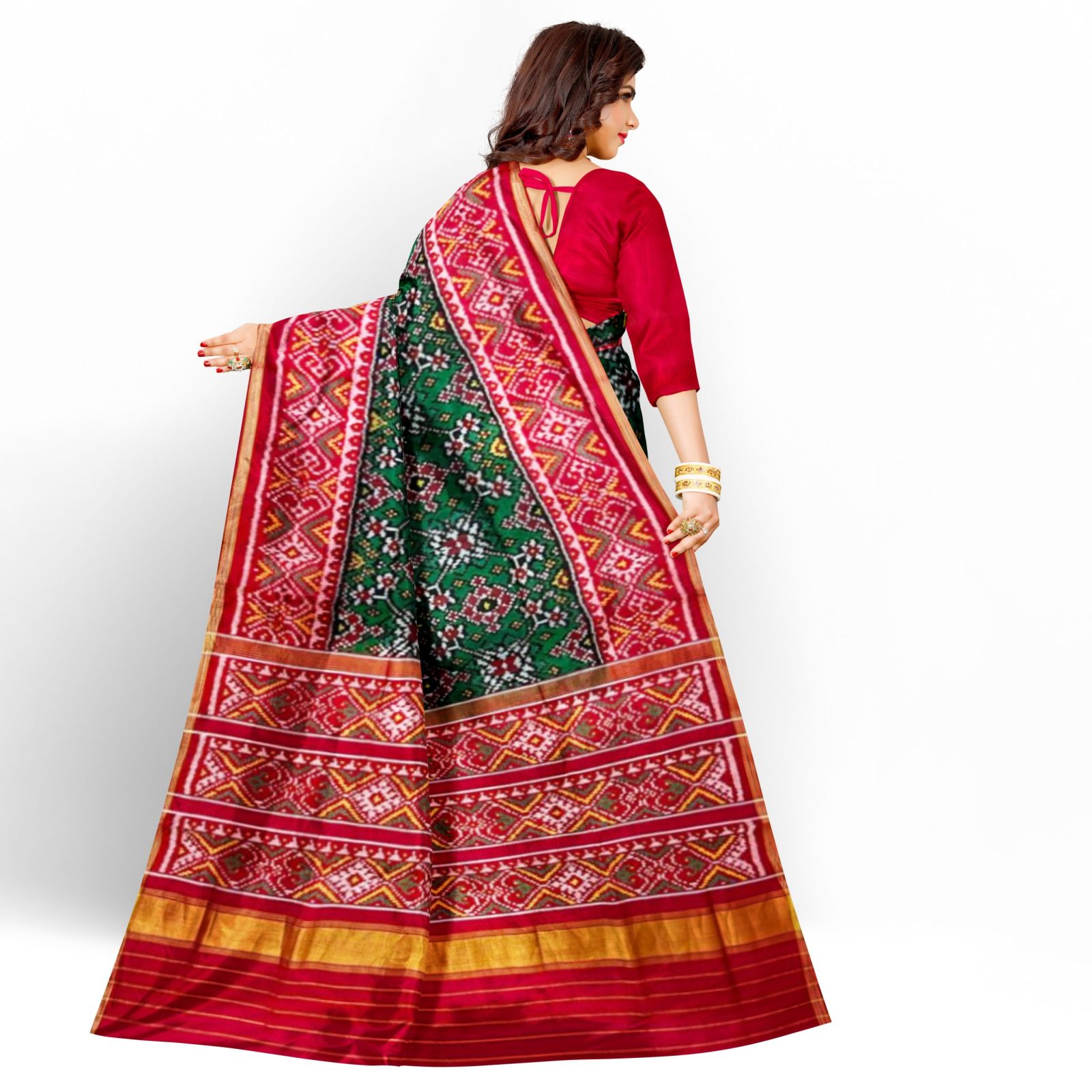 @Rajkotipatola #rajkotipatola Traditional Rajkot Single Ikkat Red Green Navaratan Patola Saree