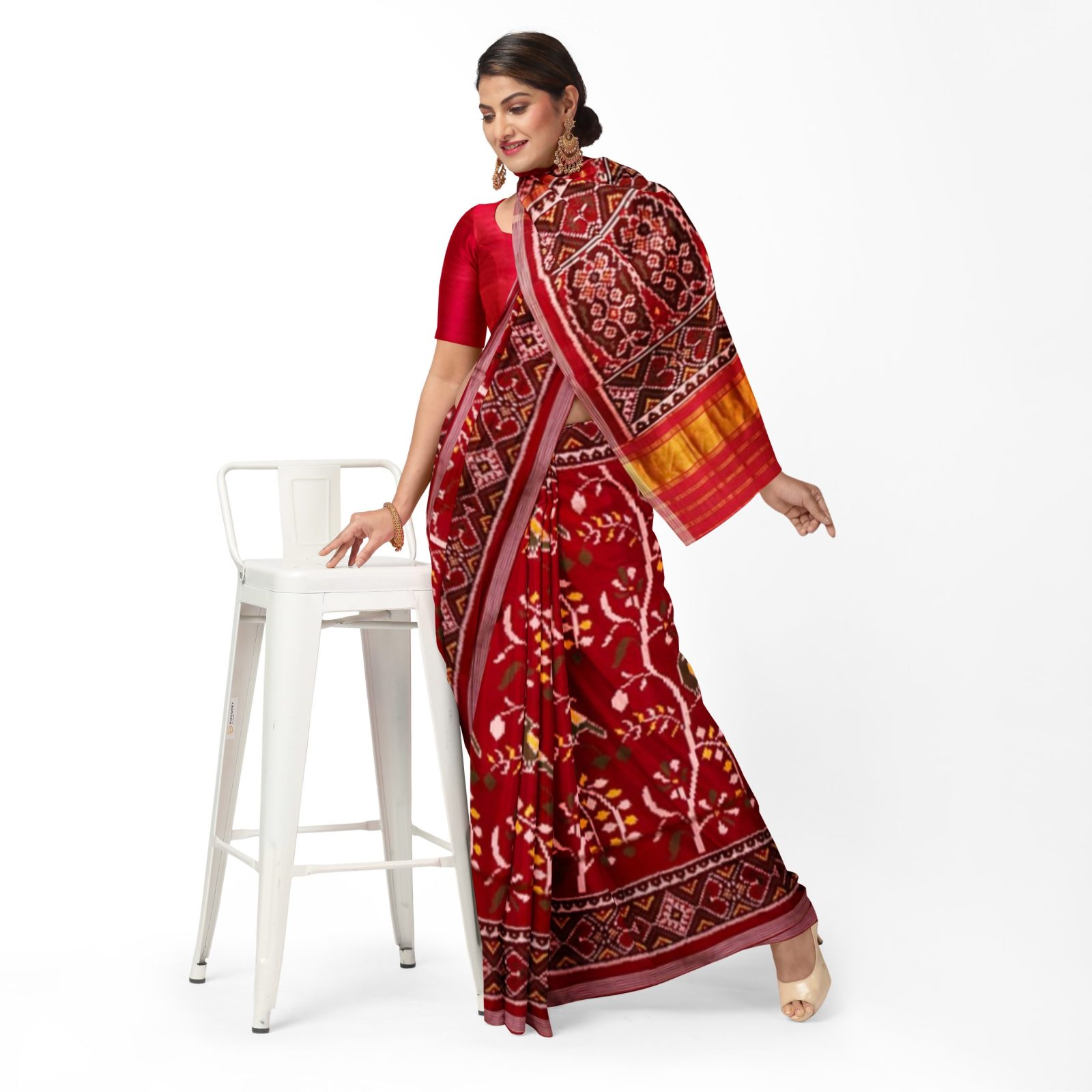 Traditional Rajkot Red Fancy Single Ikkat Patola Saree