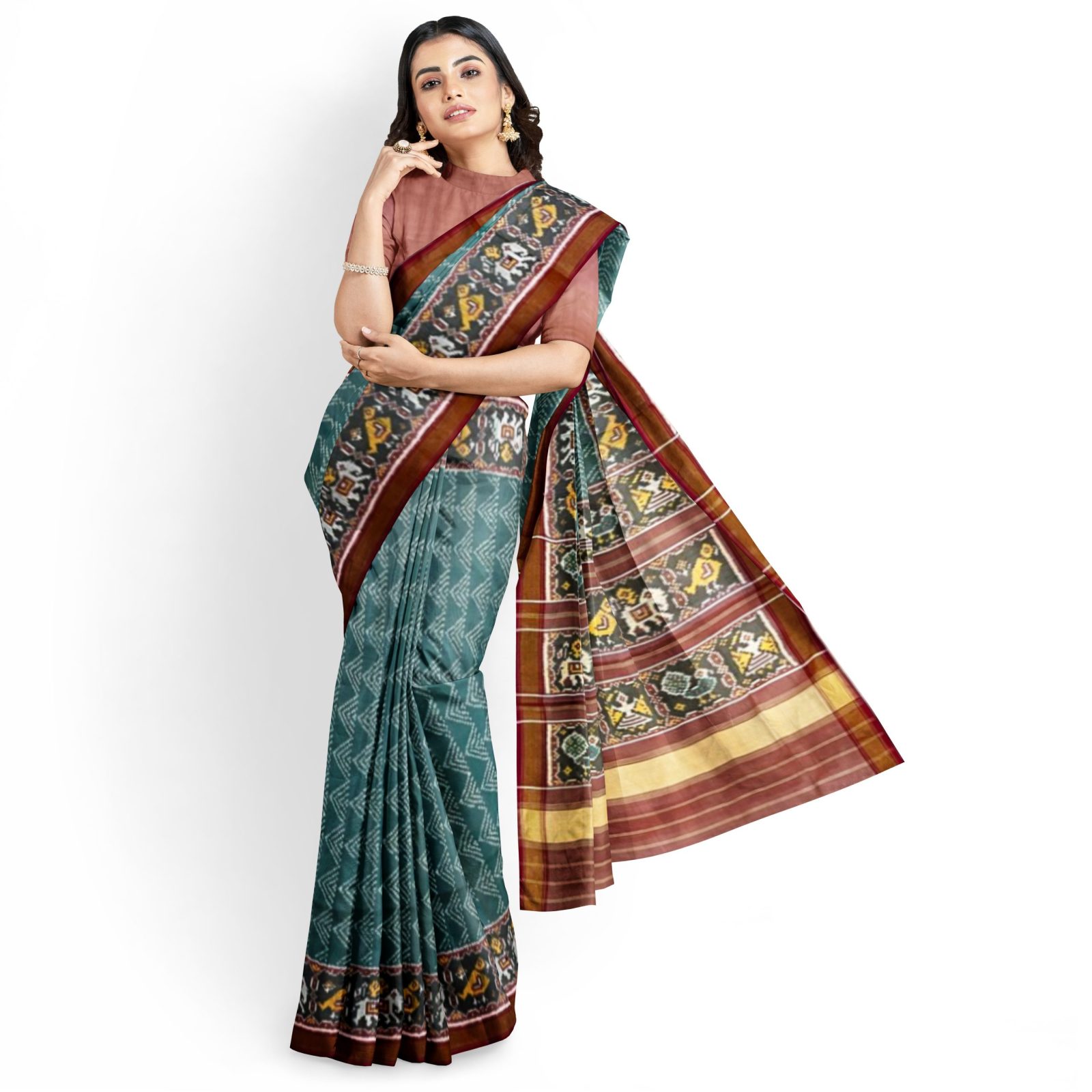 Traditional Rajkot Pestel Fancy Single Ikkat Patola Saree