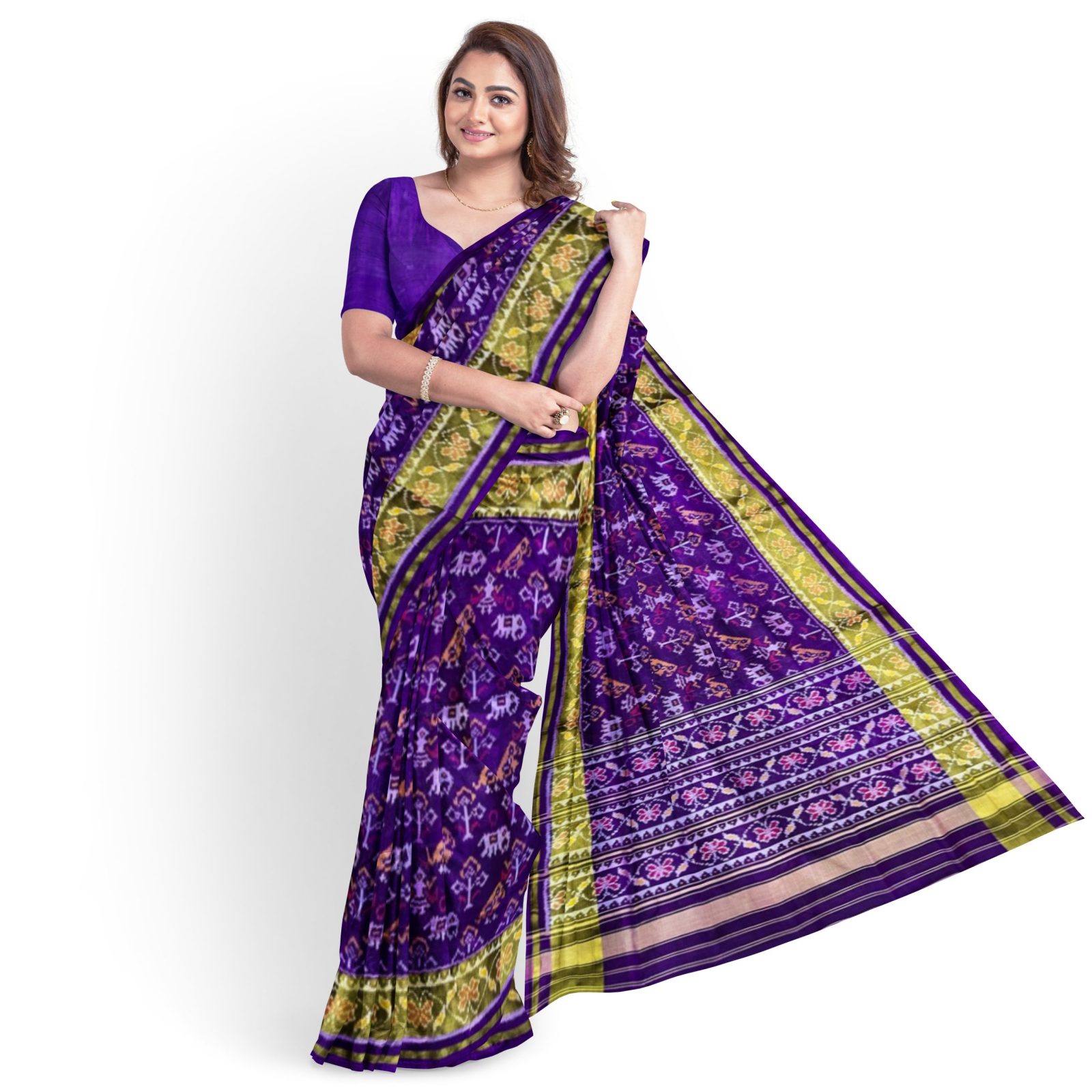 Traditional Rajkot Violet Narikunj Tissue Border Patola Saree