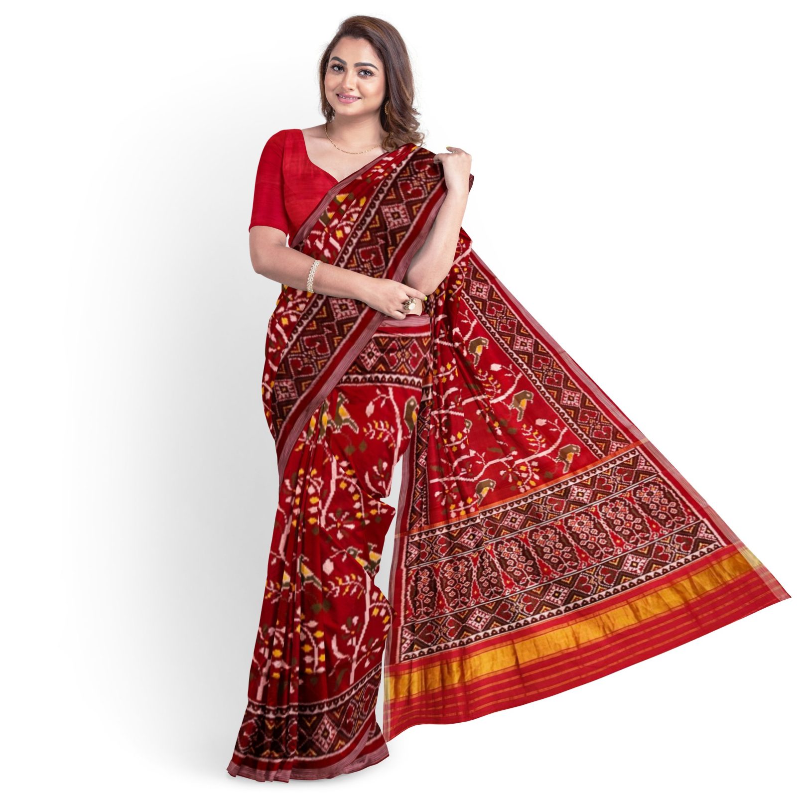 Traditional Rajkot Red Fancy Single Ikkat Patola Saree