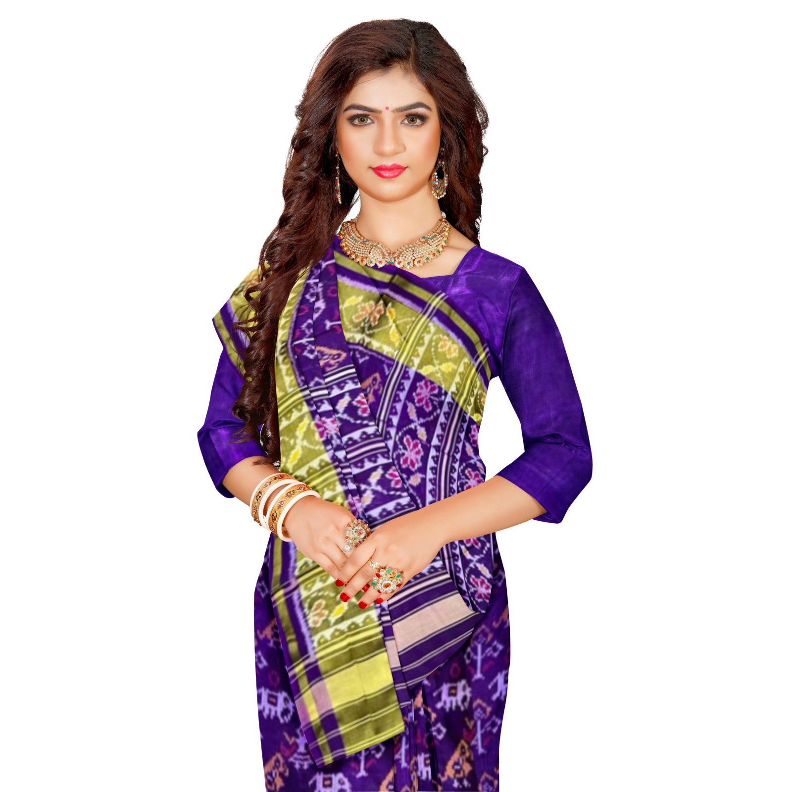 Traditional Rajkot Violet Narikunj Tissue Border Patola Saree