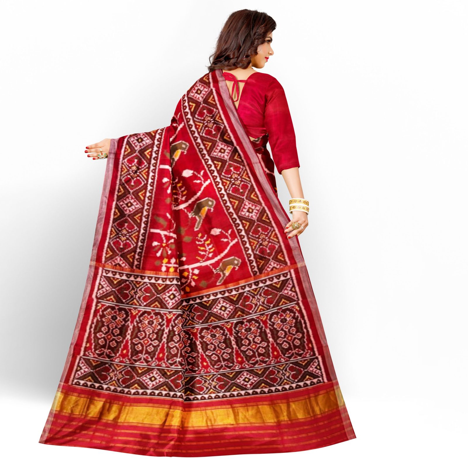 Traditional Rajkot Red Fancy Single Ikkat Patola Saree