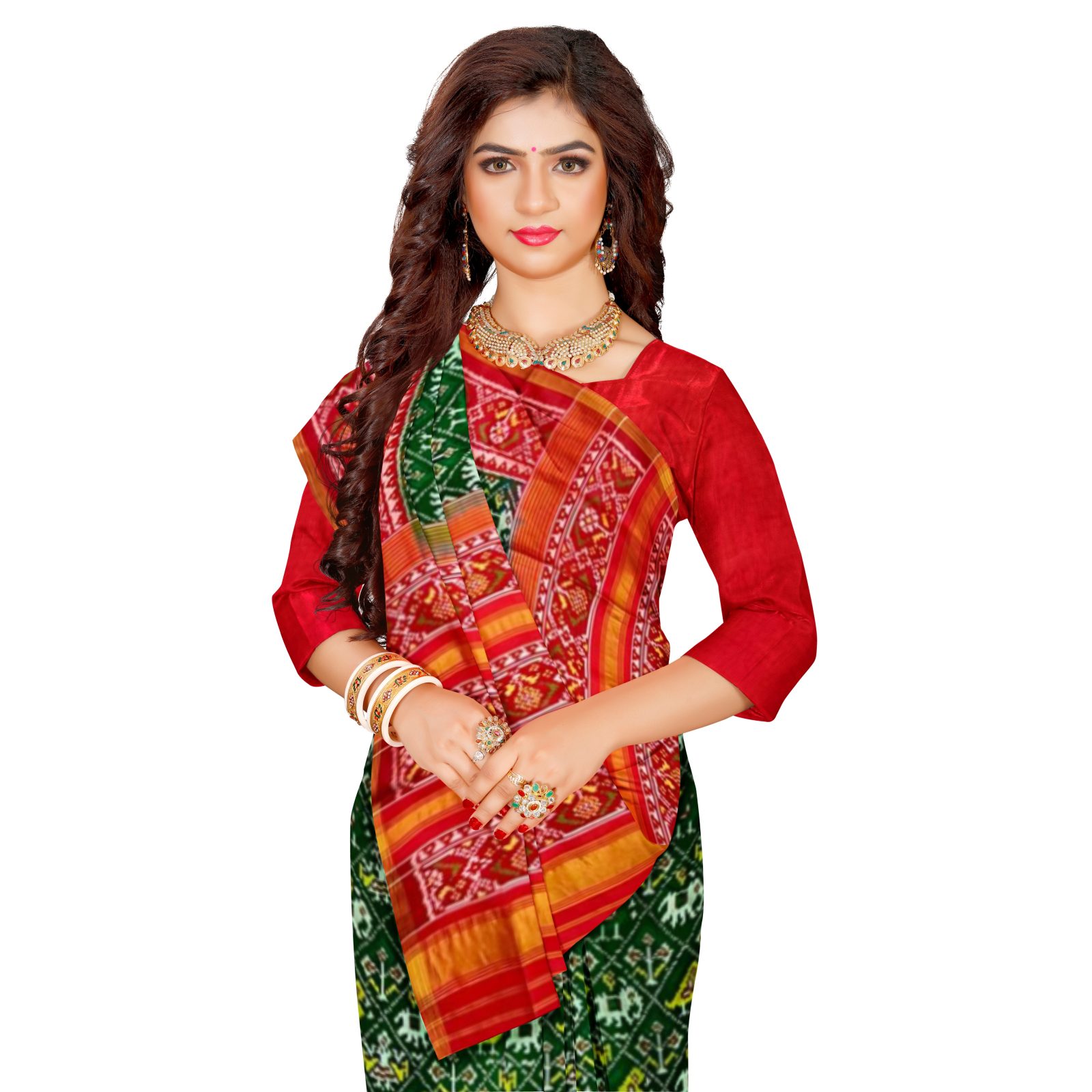 @Rajkotipatola #rajkotipatola Traditional Rajkot Red Green Narikunj Single Ikkat Patola Saree