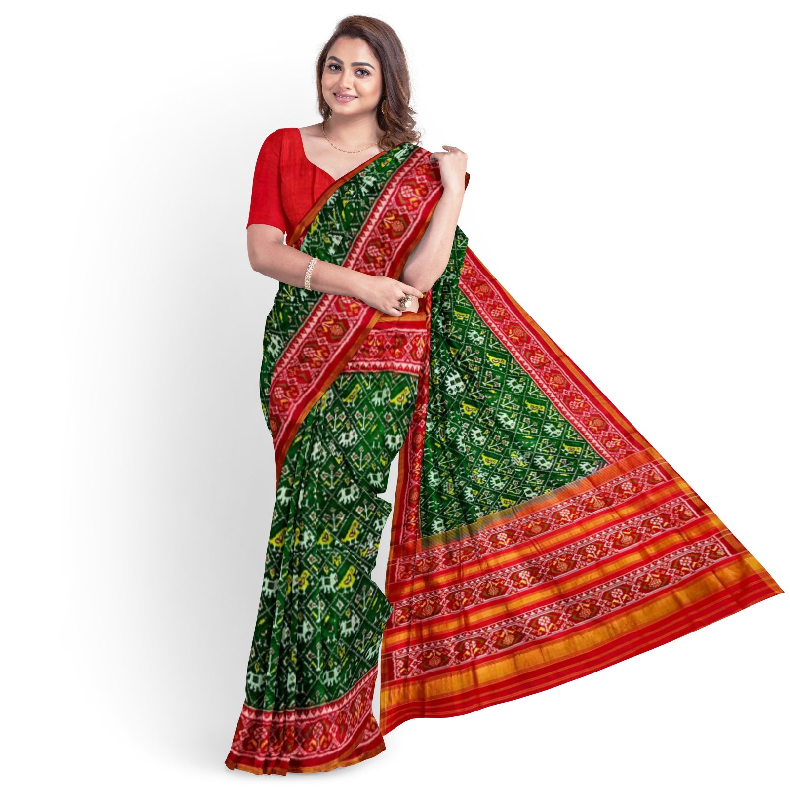 @Rajkotipatola #rajkotipatola Traditional Rajkot Red Green Narikunj Single Ikkat Patola Saree