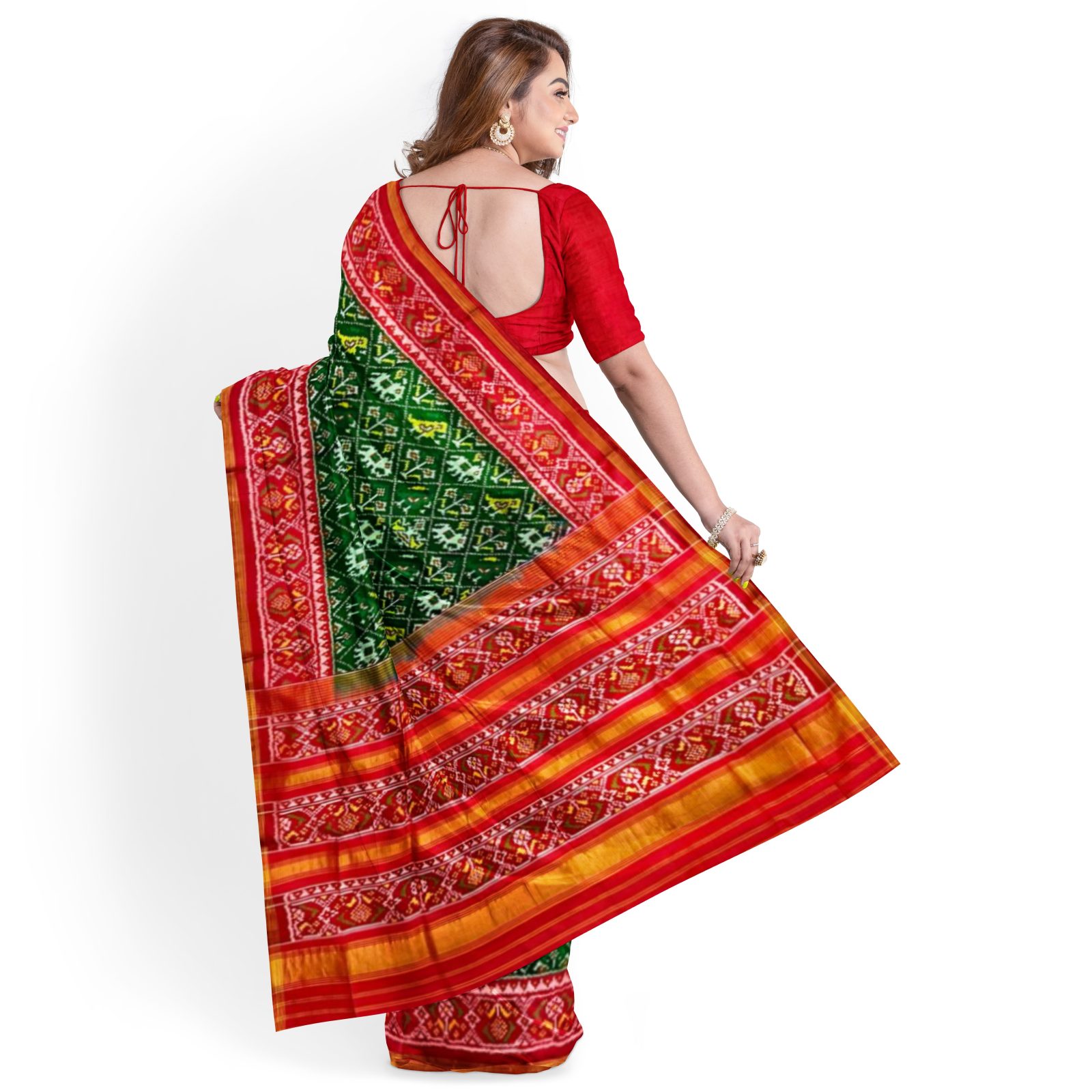 @Rajkotipatola #rajkotipatola Traditional Rajkot Red Green Narikunj Single Ikkat Patola Saree